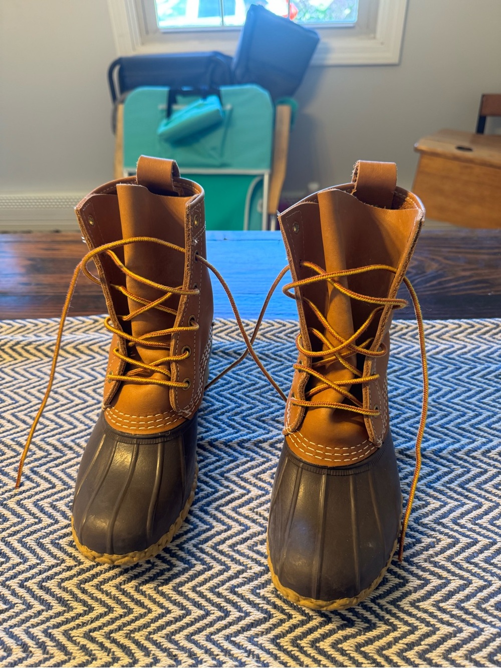 L.L. Bean Brown and Black Kids Lace-Up Waterproof Duck Boots